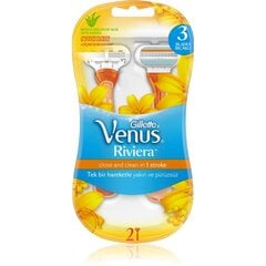 Одноразовые бритвы Gillette Venus Riviera - Single ladies razor (2 шт) цена и информация | Косметика и средства для бритья | pigu.lt