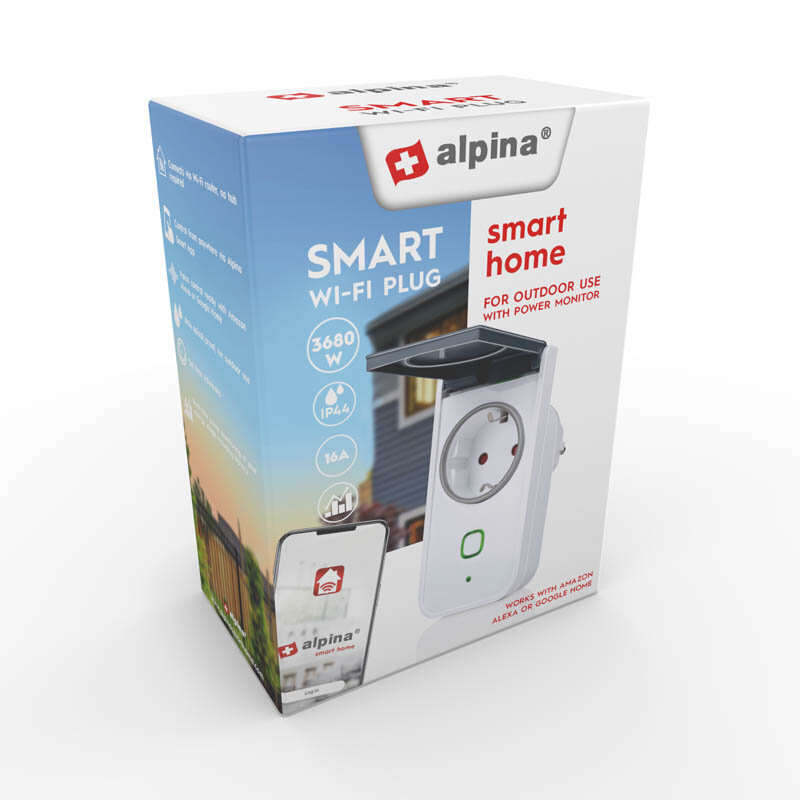Alpina - išmanusis wi -fi lizdas, energijos suvartojimo matavimas 230 V 3,7 kW kaina ir informacija | Elektros jungikliai, rozetės | pigu.lt