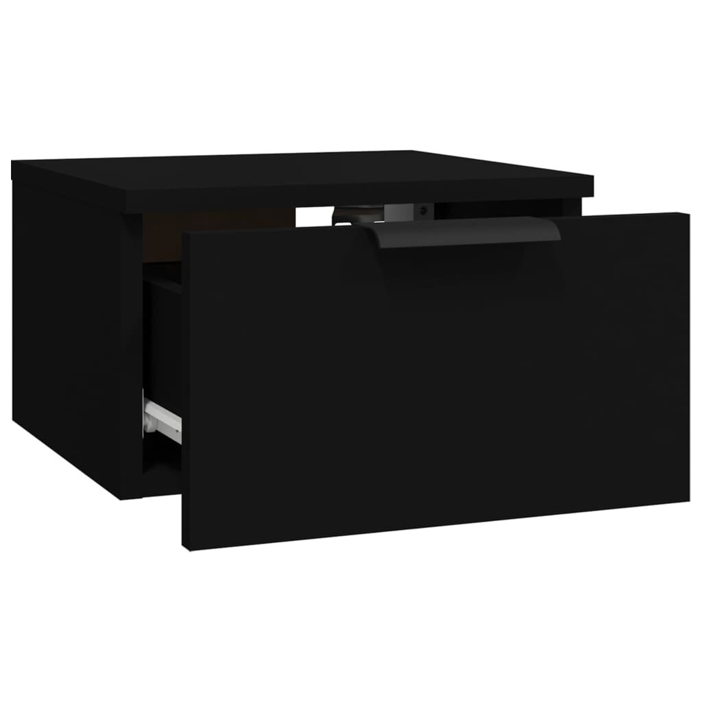 vidaXL Prie sienos montuojama naktinė spintelė, juoda, 34x30x20cm kaina ir informacija | Svetainės spintelės | pigu.lt