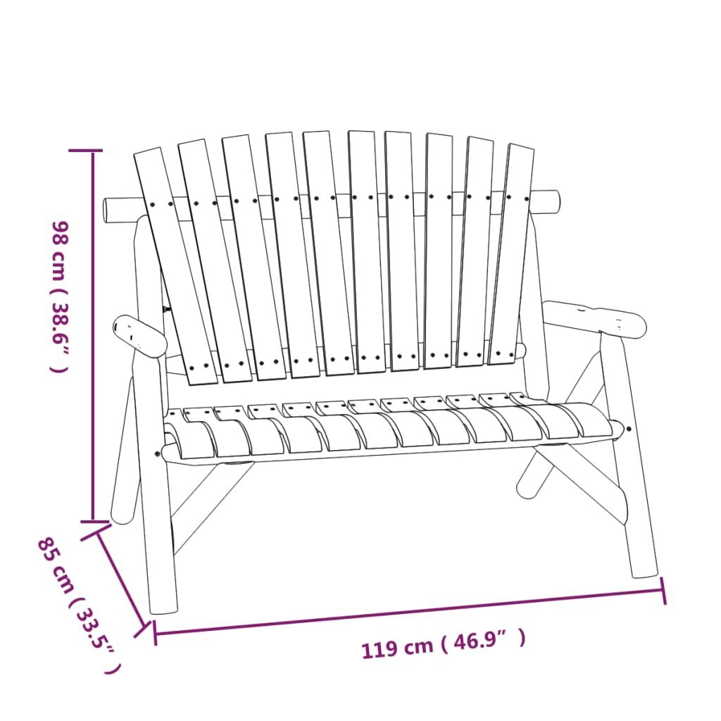 Dvivietis sodo suoliukas vidaXL 119x85x98cm, rudas kaina ir informacija | Lauko suolai | pigu.lt