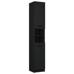 vidaXL Vonios kambario spintelė, juoda, 32x34x188,5cm, mediena kaina ir informacija | Svetainės spintelės | pigu.lt