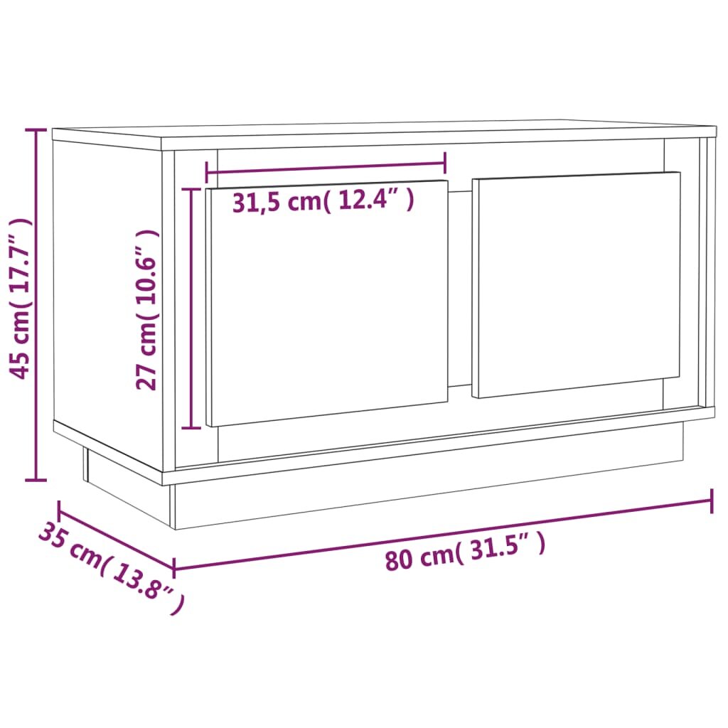 vidaXL Televizoriaus spintelė, dūminio ąžuolo, 80x35x45cm, mediena цена и информация | TV staliukai | pigu.lt