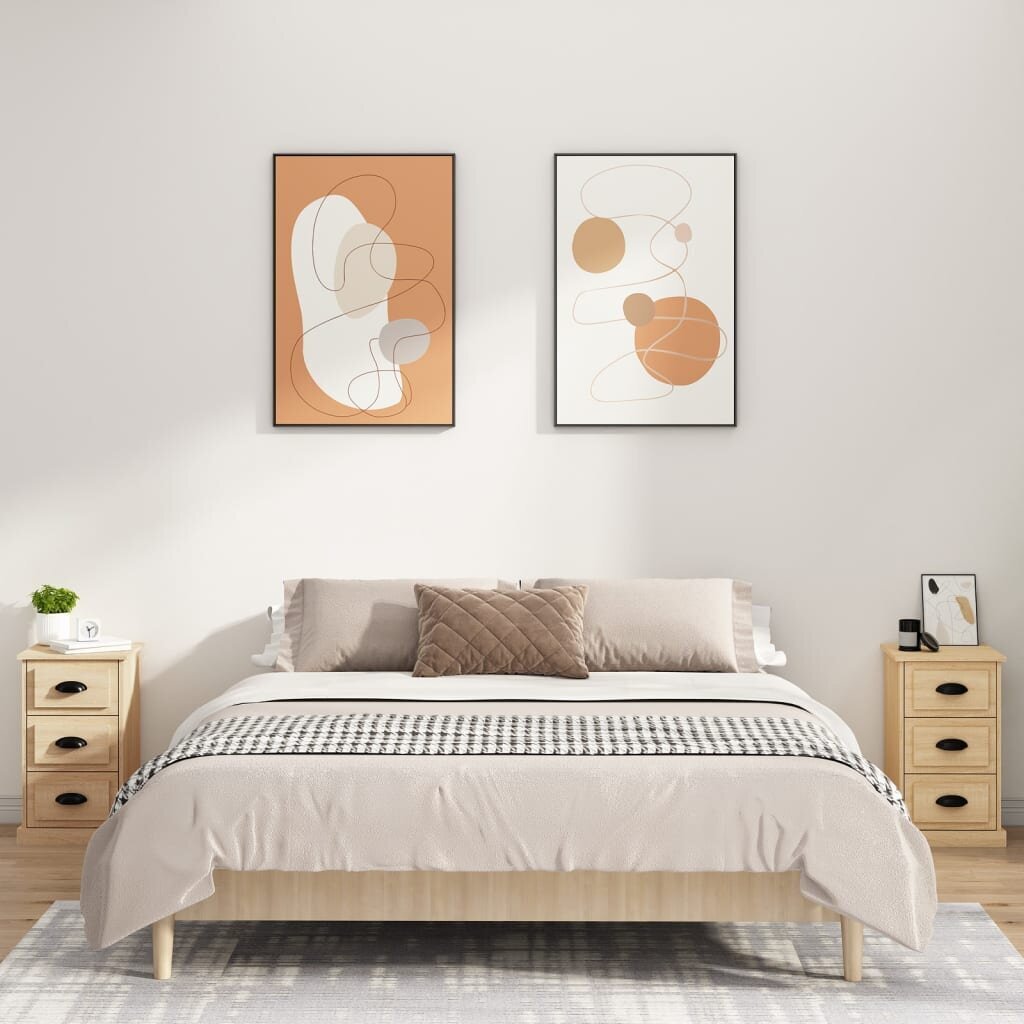 Naktinė spintelė vidaXL, 39x39x67 cm, smėlio spalvos kaina ir informacija | Spintelės prie lovos | pigu.lt