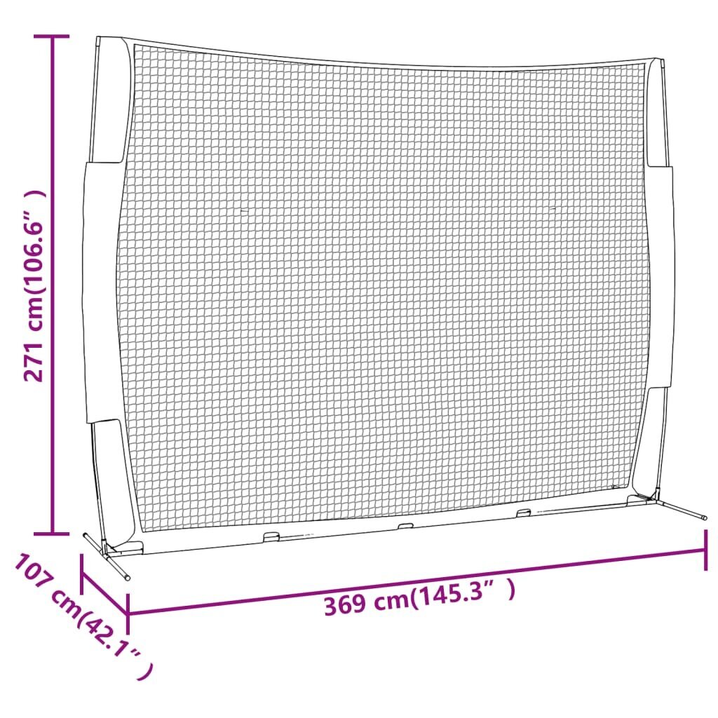 Beisbolo tinklas vidaXL, 369x107x271cm kaina ir informacija | Beisbolas | pigu.lt