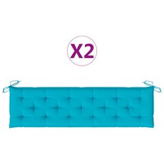 vidaXL Suoliuko pagalvėlės, 2vnt., turkio spalvos, 180x50x7cm, audinys kaina ir informacija | Pagalvės, užvalkalai, apsaugos | pigu.lt