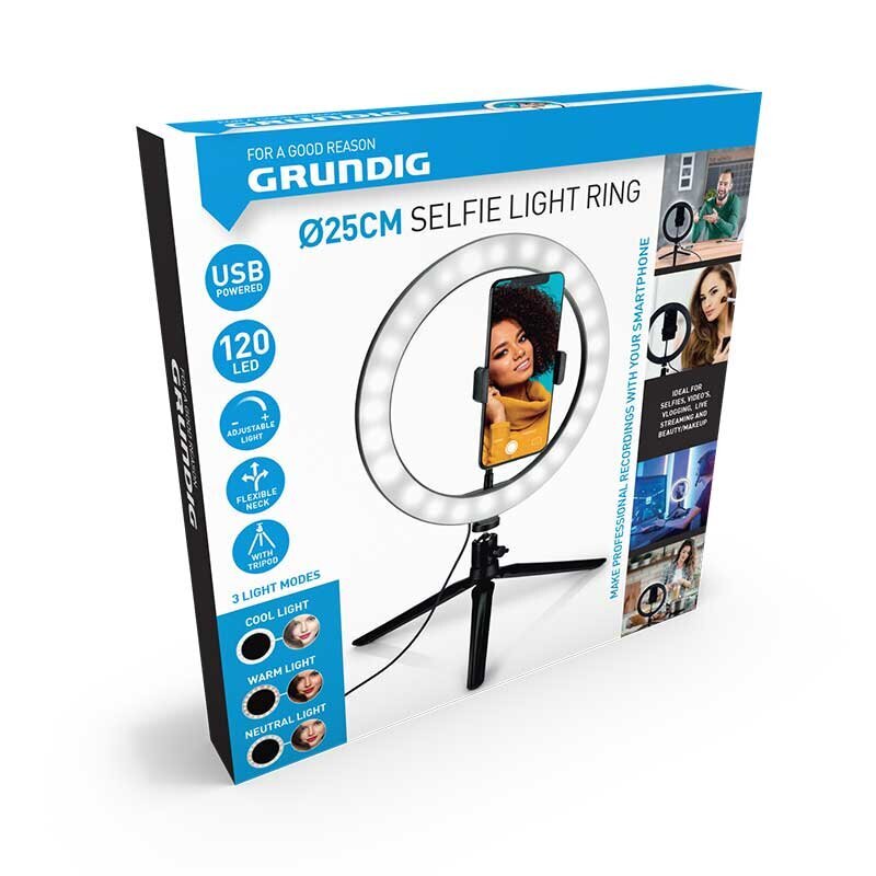 Grundig Selfie Light Ring kaina ir informacija | Fotografijos apšvietimo įranga | pigu.lt