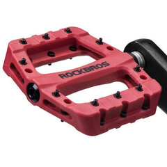 Bicycle pedals, platform, nylon Rockbros 2017-12CRD (red) цена и информация | Другие запчасти для велосипеда | pigu.lt