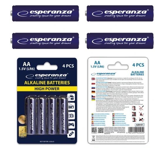 Esperanza šarminės baterijos AA 4 vnt. цена и информация | Elementai | pigu.lt