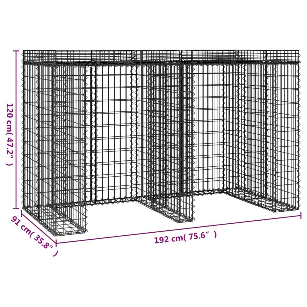 Gabiono siena šiukšlių konteineriams vidaXL, 192x91x120cm kaina ir informacija | Tvoros ir jų priedai | pigu.lt