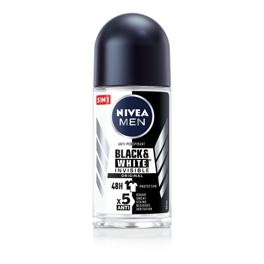 Rutulinis dezodorantas vyrams Nivea Men B&W Power, 6 x 50 ml kaina ir informacija | Dezodorantai | pigu.lt