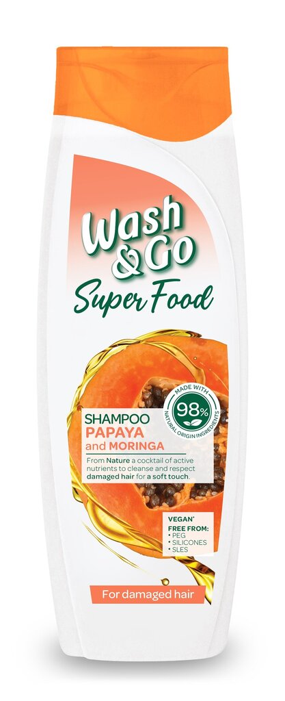 Šampūnas Wash&Go su papaja ir moringa, 3 x 400 ml kaina ir informacija | Šampūnai | pigu.lt