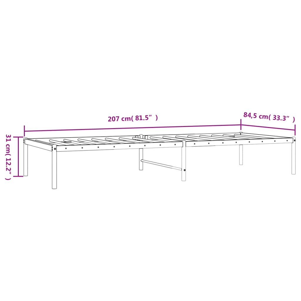 vidaXL Metalinis lovos rėmas, juodos spalvos, 80x200cm kaina ir informacija | Lovos | pigu.lt