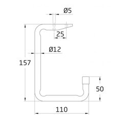 Buitinis kabliukas 752, 150x110x50mm kaina ir informacija | Tvirtinimo detalės | pigu.lt