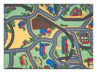 REBEL ROADS КОВРИК Playtime 95 маленький город, противоскользящий детский - серый / зеленый цена и информация | Ковры | pigu.lt