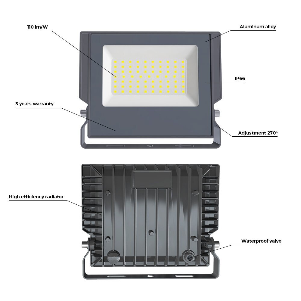 Prožektorius LED Aspire Foreve Light 30W 6000K,pilkas kaina ir informacija | Lauko šviestuvai | pigu.lt