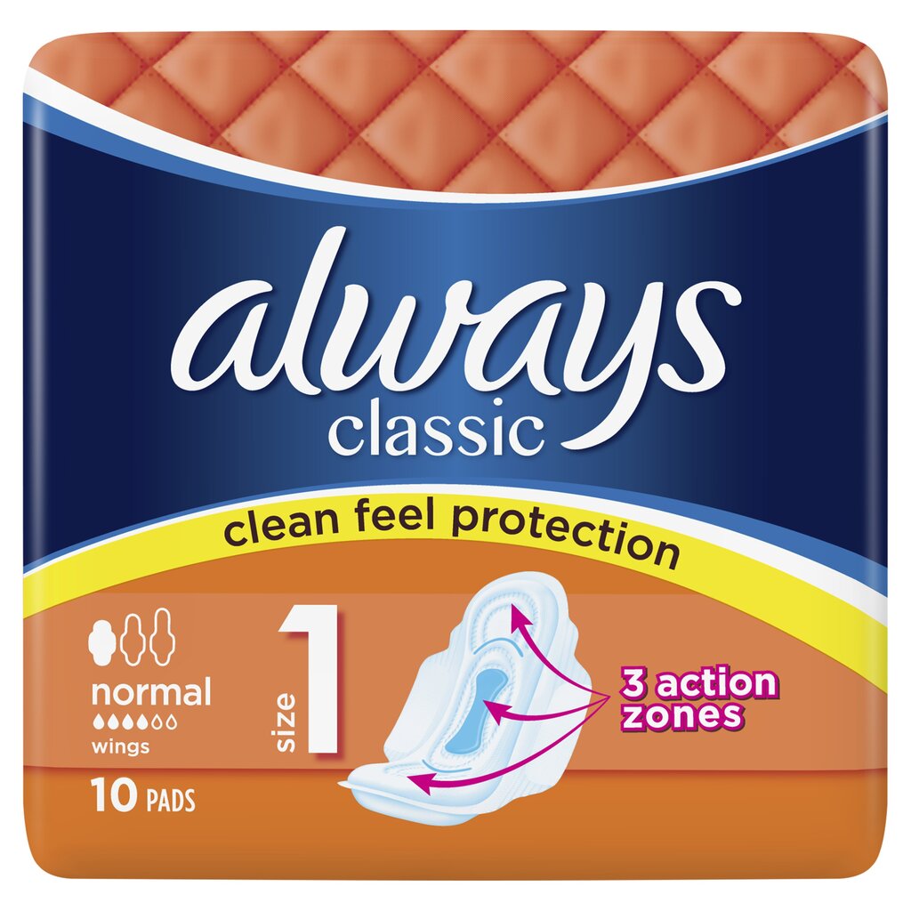 Higieniniai paketai Always Classic Normal 10 vnt. цена и информация | Tamponai, higieniniai paketai, įklotai | pigu.lt