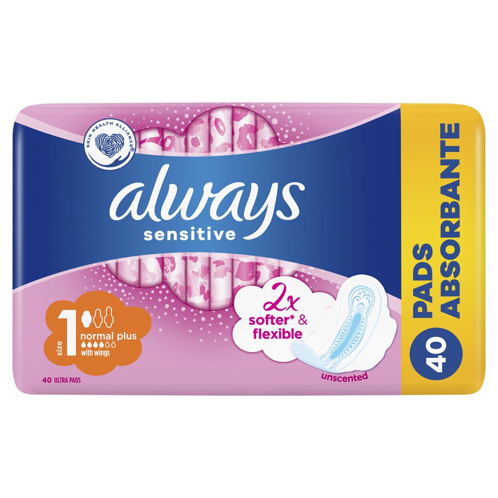 Higieniniai paketai Always Sensitive Ultra Normal Plus 40 vnt. kaina ir informacija | Tamponai, higieniniai paketai, įklotai | pigu.lt