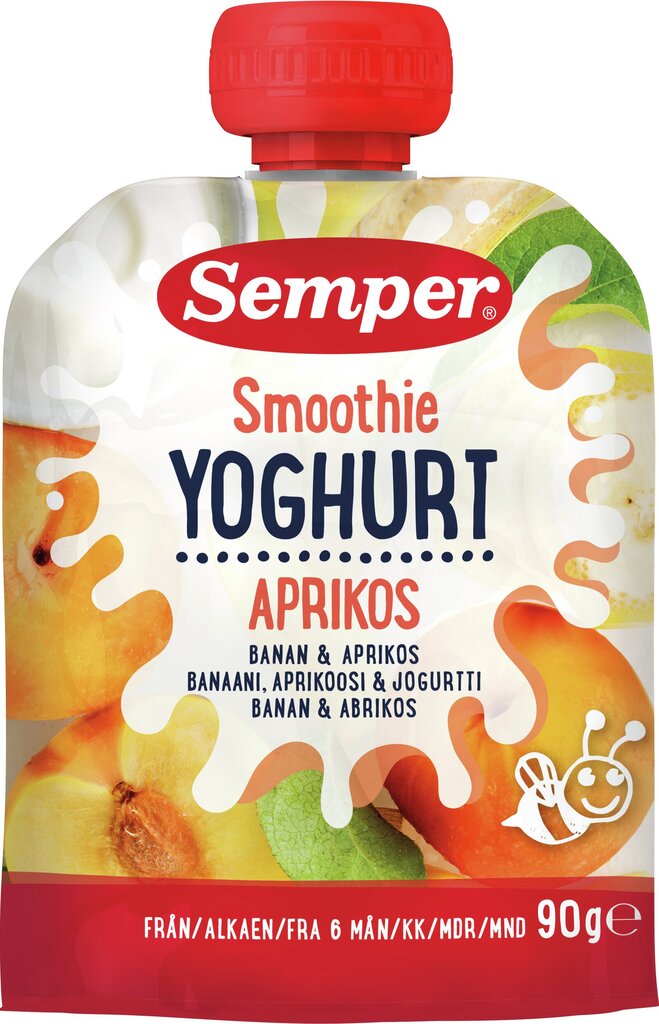 Abrikosų ir bananų tyrė Semper Yoghurt, 6 mėn+, 90g x 6 pakuotės kaina ir informacija | Tyrelės | pigu.lt