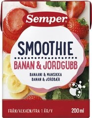 Bananų ir braškių sultys Semper Smoothie, 12 mėn+, 200ml x 6 pakuotės цена и информация | Пюре | pigu.lt