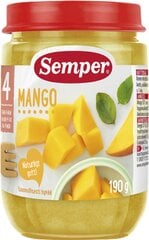 Mangų tyrelė Semper, 4 mėn+, 190g x 6 pakuotės цена и информация | Пюре | pigu.lt