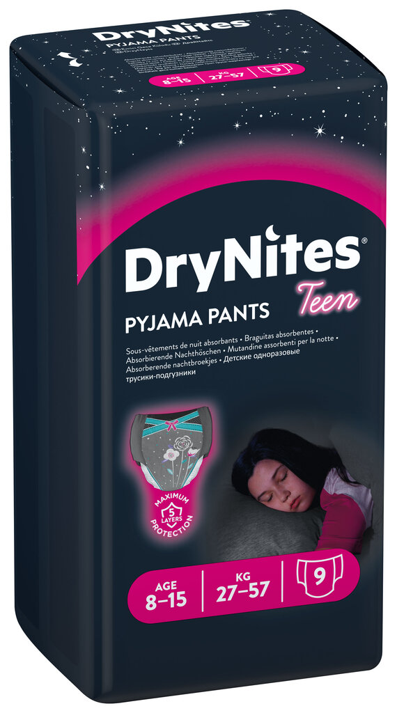 Sauskelnės Huggies DryNites Girls (27-57kg), 3 x 9 vnt. kaina ir informacija | Sauskelnės | pigu.lt