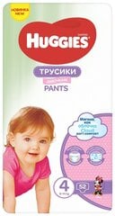 Huggies Pants Dipers Girls 4 (9-14 кг) Мега, 52PC., 2 набора упаковки цена и информация | Подгузники | pigu.lt