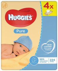 Drėgnų servetėlių rinkinys HUGGIES Pure, 4x56 vnt. kaina ir informacija | Drėgnos servetėlės, paklotai | pigu.lt