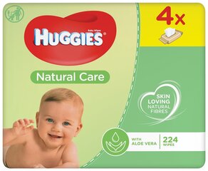 Huggies Wet Wipes Natural Care, 4x56pc, 3 набора упаковки цена и информация | Одноразовые пеленки и влажные салфетки | pigu.lt