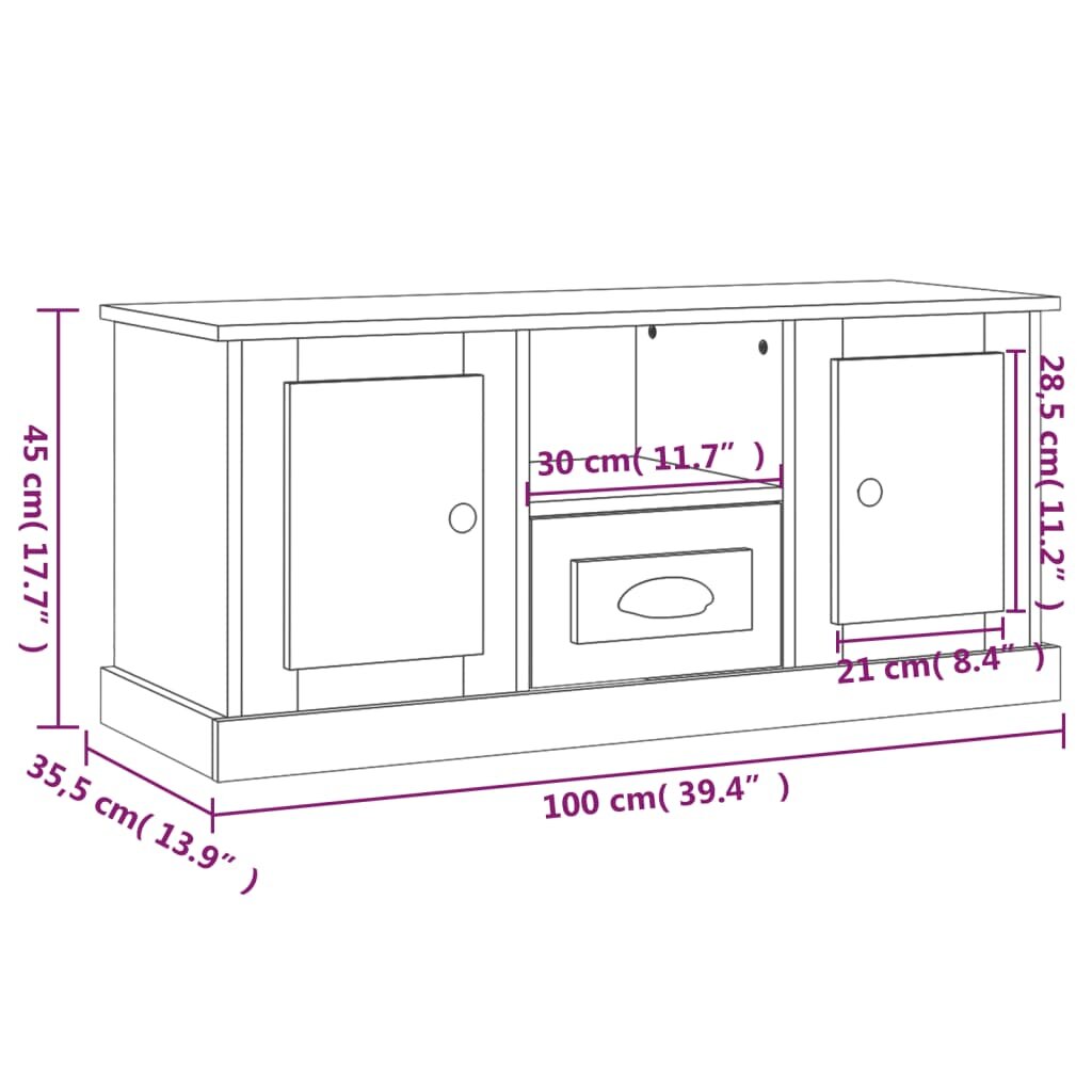 vidaXL Televizoriaus spintelė, ruda ąžuolo, 100x35,5x45cm, mediena kaina ir informacija | TV staliukai | pigu.lt