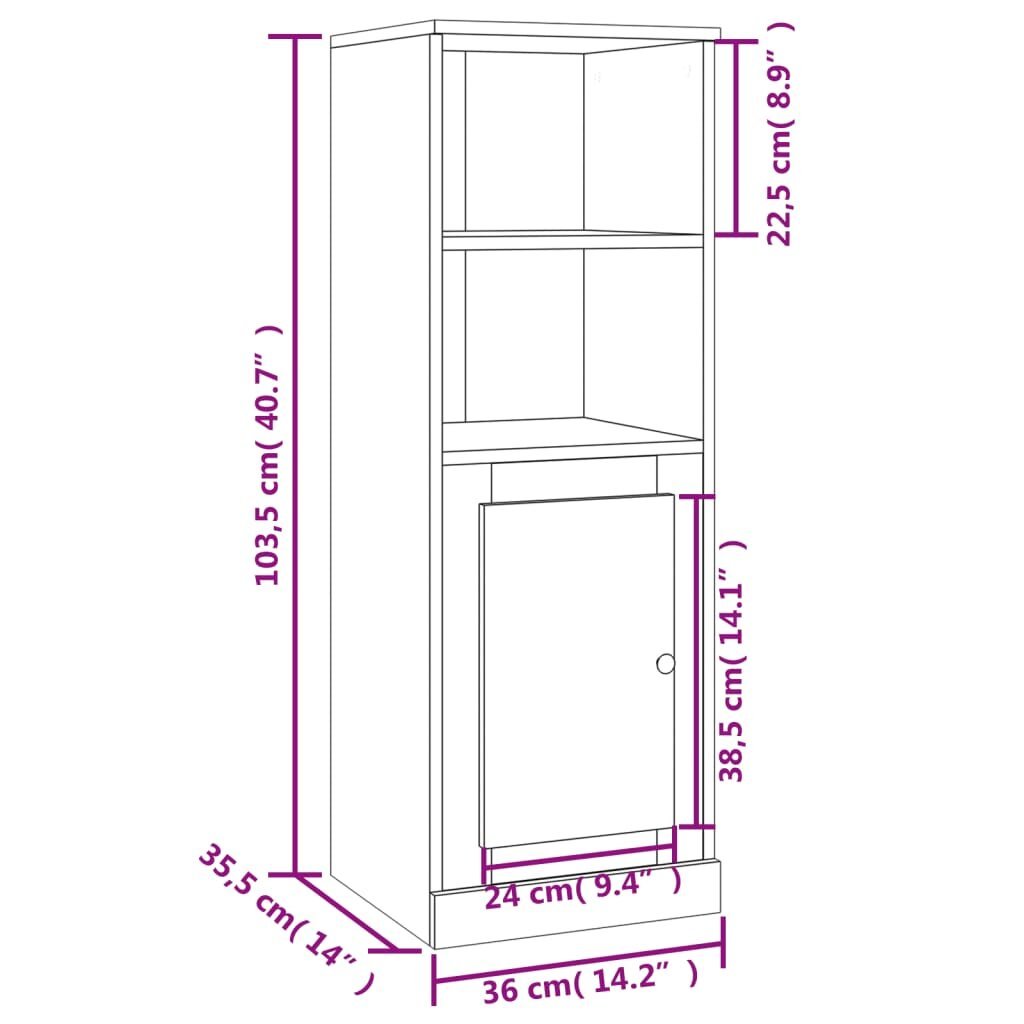 vidaXL Komoda, betono pilka, 36x35,5x103,5cm, apdirbta mediena kaina ir informacija | Svetainės spintelės | pigu.lt