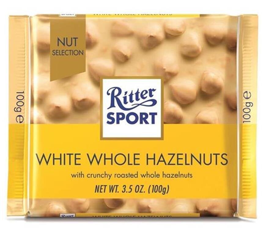 Baltasis šokoladas su nesmulkintais lazdynų riešutais Ritter Sport Nut selection, 10x100g цена и информация | Saldumynai | pigu.lt