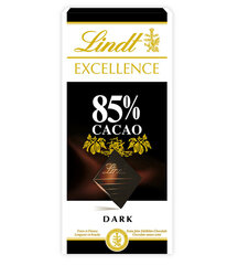 Lindt Excellence Black Chocolate (85%), 100G, 10 упаковок цена и информация | Сладости | pigu.lt