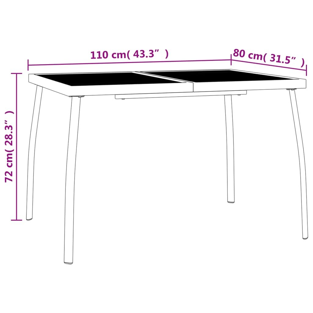 vidaXL Sodo stalas, antracito, 110x80x72cm, plienas, tinklelis kaina ir informacija | Lauko stalai, staliukai | pigu.lt