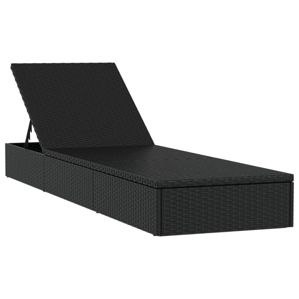 Saulės gultas su staliuku vidaXL, juodas kaina ir informacija | Gultai | pigu.lt