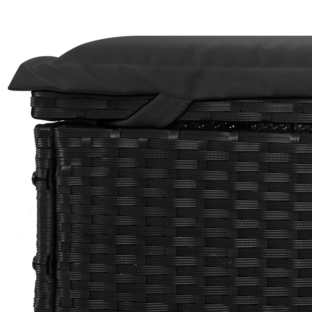 vidaXL Saulės gultas su čiužinuku, juodas, 201x55x62cm, poliratanas цена и информация | Gultai | pigu.lt