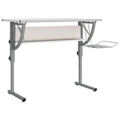 vidaXL Stalas, baltas/pilkas, 110x53x(58–87)cm, mediena/plienas цена и информация | Компьютерные, письменные столы | pigu.lt