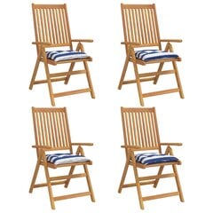 vidaXL Kėdės pagalvėlės, 4vnt., mėlynos/baltos, 50x50x7cm, audinys kaina ir informacija | Pagalvės, užvalkalai, apsaugos | pigu.lt