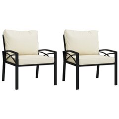 Sodo kėdžių su pagalvėlėmis komplektas vidaXL, 68x76x79cm, juodas kaina ir informacija | Lauko kėdės, foteliai, pufai | pigu.lt