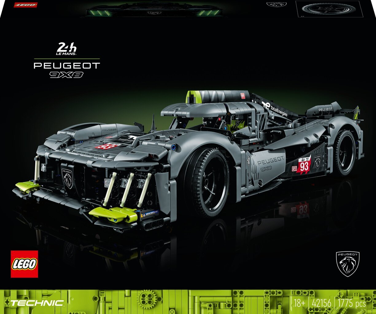 42156 LEGO® Technic Peugeot 9X8 24H Le Mans Hybrid Hypercar kaina ir informacija | Konstruktoriai ir kaladėlės | pigu.lt