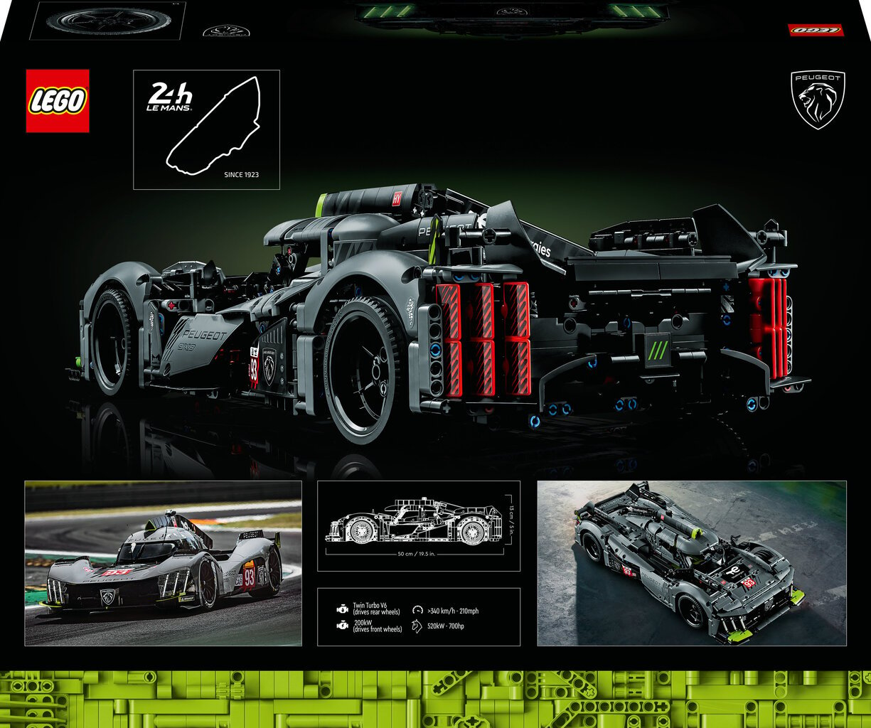 42156 LEGO® Technic Peugeot 9X8 24H Le Mans Hybrid Hypercar kaina ir informacija | Konstruktoriai ir kaladėlės | pigu.lt