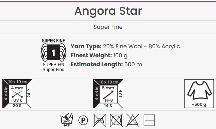Mezgimo siūlai YarnAnrt Angora Star 116, 100 g kaina ir informacija | Mezgimui | pigu.lt