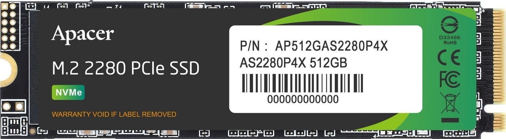 Apacer AS2280P4X 512GB M.2 2280 (AP512GAS2280P4X-1) kaina ir informacija | Vidiniai kietieji diskai (HDD, SSD, Hybrid) | pigu.lt