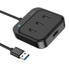 USB разветвитель Hoco HB31 Easy 4-in-1 converter USB to USB3.0 + 3xUSB2.0 0.2m черный цена и информация | Адаптеры, USB-разветвители | pigu.lt