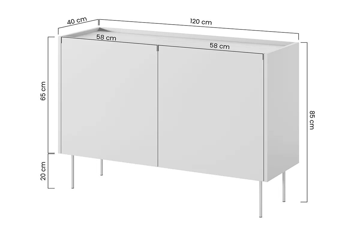 Komoda Bogart Desin 120 2D2SZ, juoda kaina ir informacija | Komodos | pigu.lt