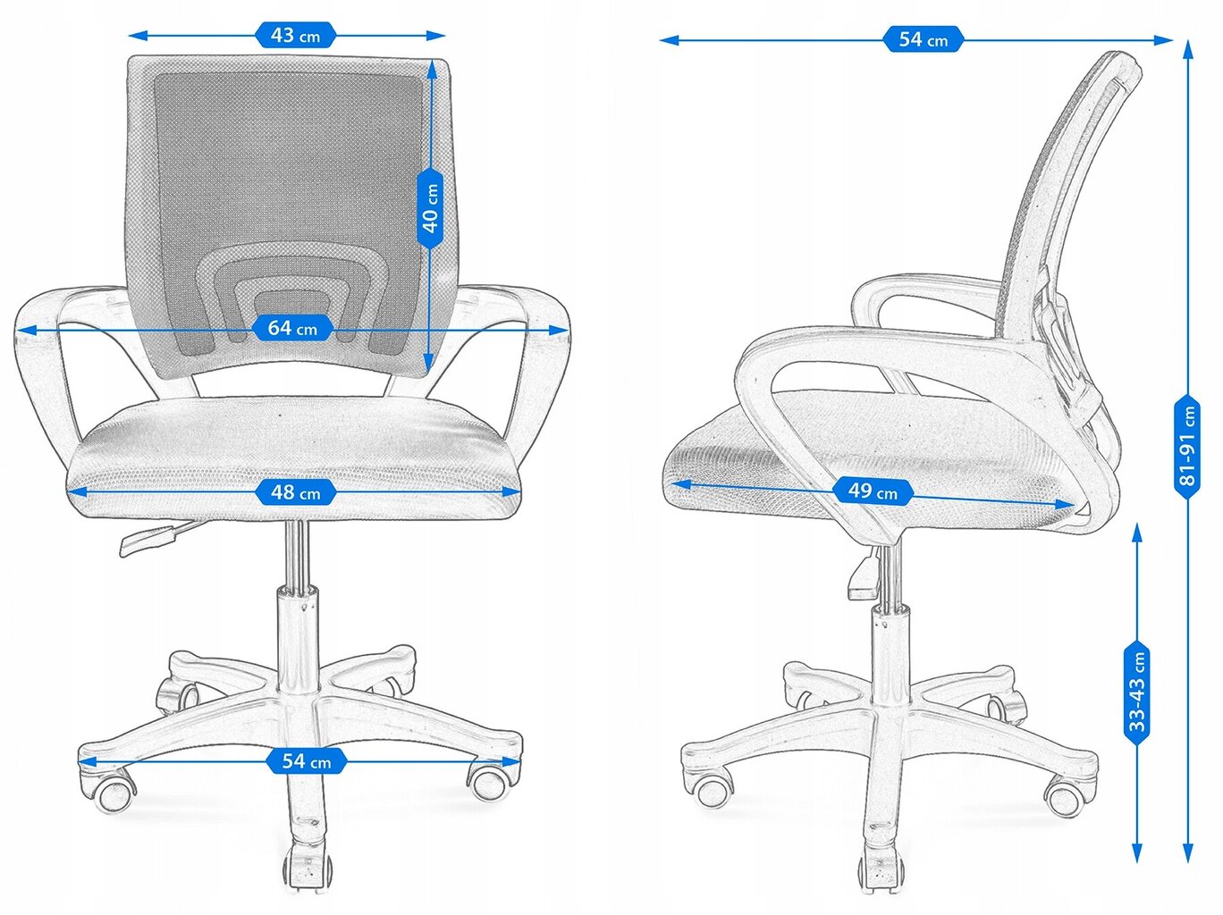 Biuro kėdė Jumi, mėlyna kaina ir informacija | Biuro kėdės | pigu.lt