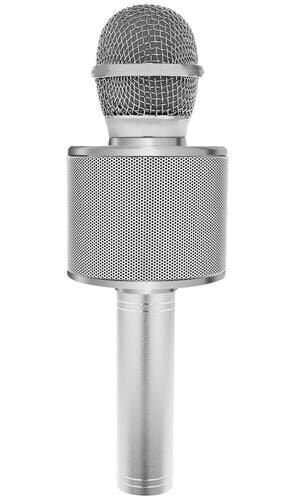 Karaokė mikrofonas - kolonėlė su balso keitimo efektais, sidabrinis kaina ir informacija | Lavinamieji žaislai | pigu.lt