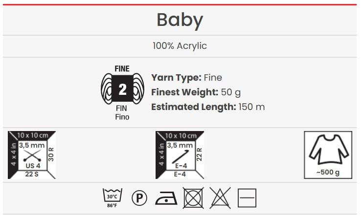 Mezgimo siūlai YarnArt Baby 50 g, spalva 174 kaina ir informacija | Mezgimui | pigu.lt