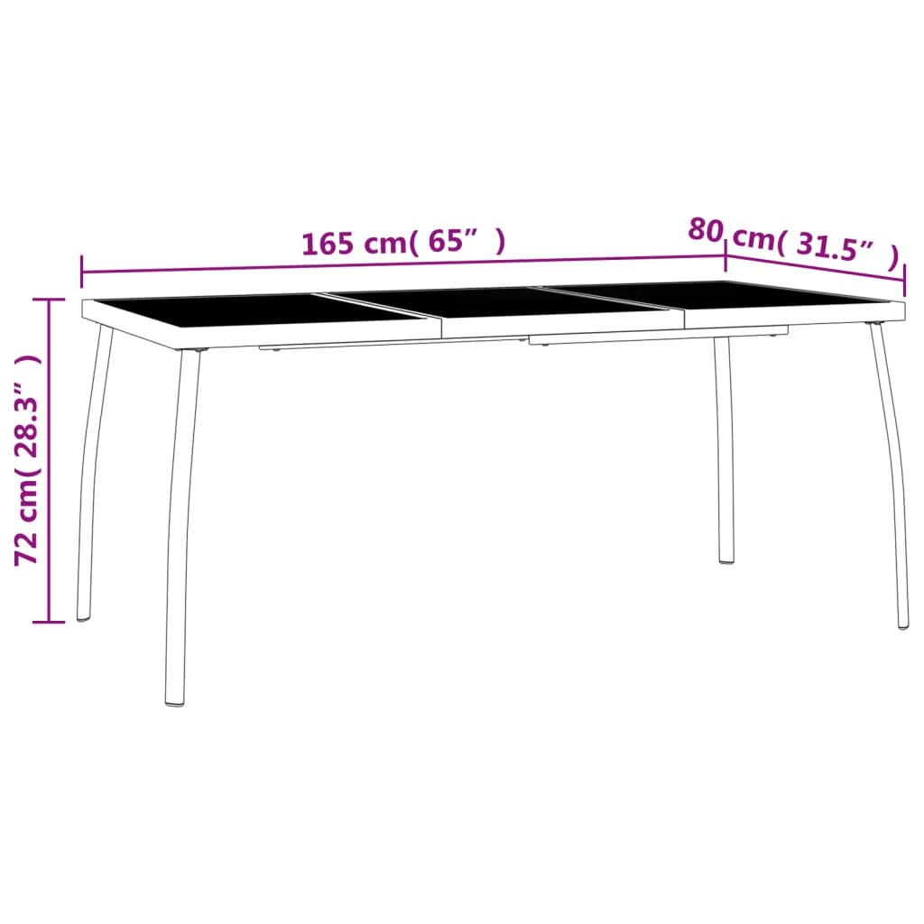 vidaXL Sodo stalas, antracito, 165x80x72cm, plienas, tinklelis kaina ir informacija | Lauko stalai, staliukai | pigu.lt