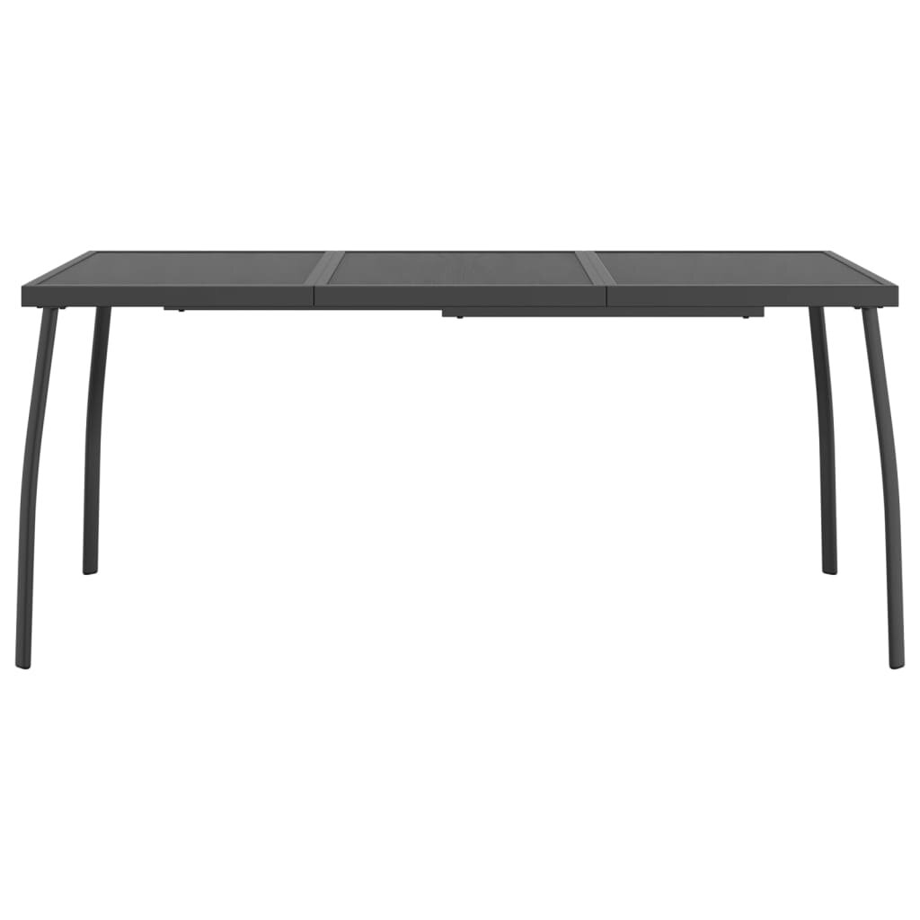 vidaXL Sodo stalas, antracito, 165x80x72cm, plienas, tinklelis kaina ir informacija | Lauko stalai, staliukai | pigu.lt