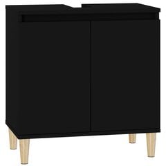 vidaXL Spintelė praustuvui, juoda, 58x33x60cm, apdirbta mediena цена и информация | Шкафчики для ванной | pigu.lt